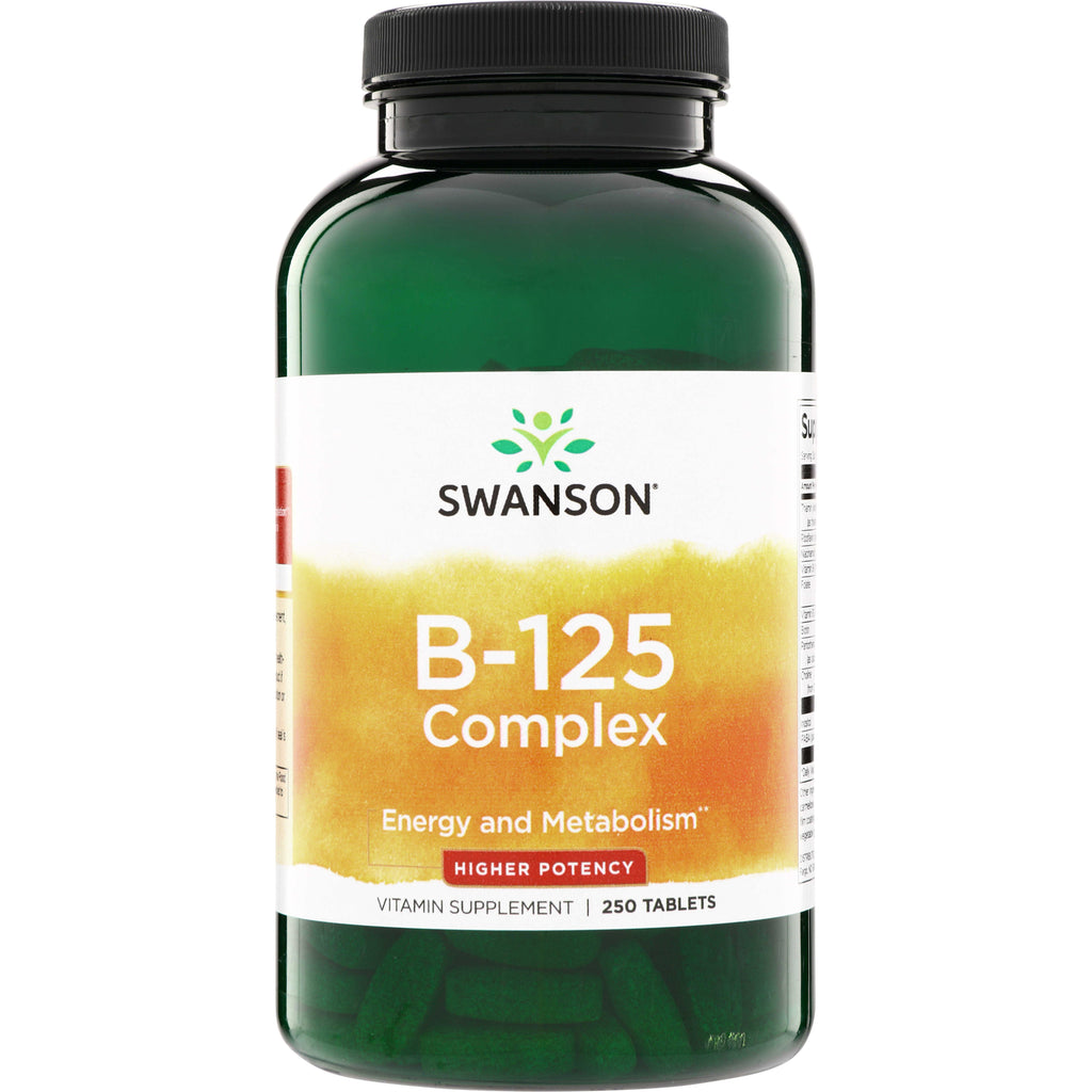 SW1689 | Swanson B-125 Complex vitamin supplement, Higher Potency, Energy and Metabolism, 250 tablets - Thumbnail