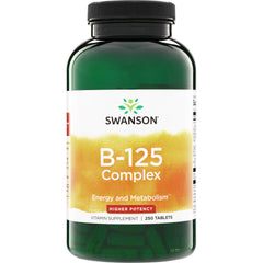 SW1689 | Swanson B-125 Complex vitamin supplement, Higher Potency, Energy and Metabolism, 250 tablets