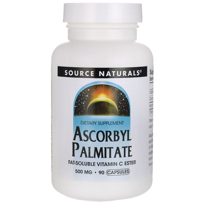 SN808 | Source Naturals Ascorbyl Palmitate dietary supplement bottle, 500 mg 90 capsules