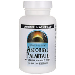 SN808 | Source Naturals Ascorbyl Palmitate dietary supplement bottle, 500 mg 90 capsules