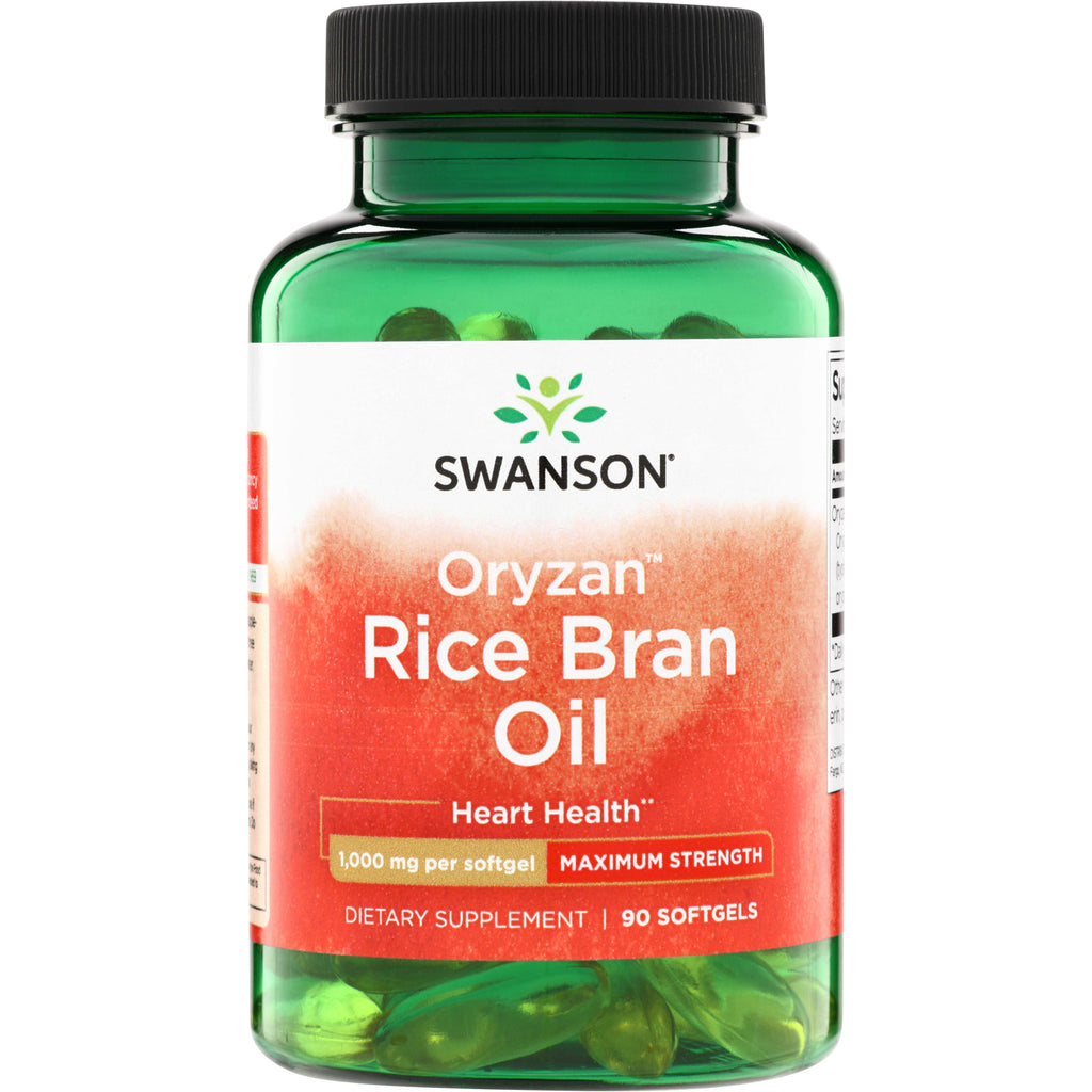 SWE044 | Swanson Oryzan Rice Bran Oil softgels, Heart Health, 1,000 mg per softgel, Maximum Strength, 90 softgels bottle - Thumbnail
