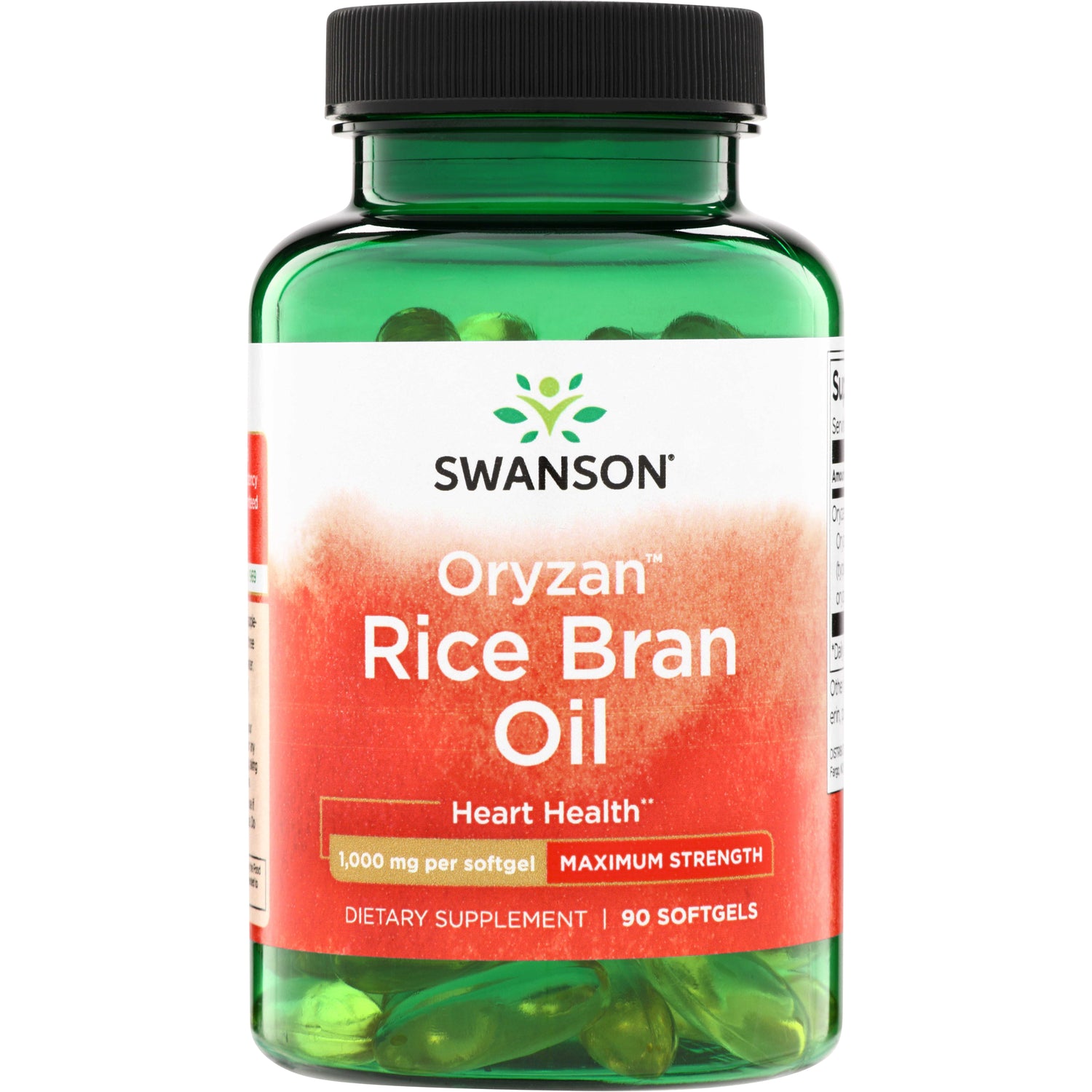 SWE044 | Swanson Oryzan Rice Bran Oil softgels, Heart Health, 1,000 mg per softgel, Maximum Strength, 90 softgels bottle
