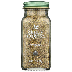 SMP016 | Simply Organic jar of dried oregano in glass bottle with green lid and USDA Organic seal