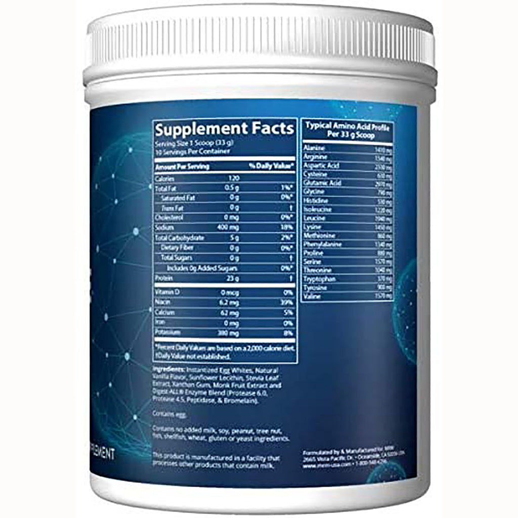 MRM014 | Back label showing Supplement Facts table and typical amino acid profile on blue supplement tub - Thumbnail