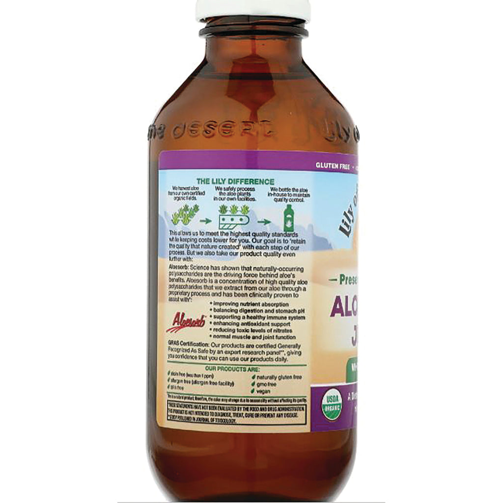 LIL034 | Back label of amber bottle showing THE LILY DIFFERENCE panel with ingredient and certification text - Thumbnail