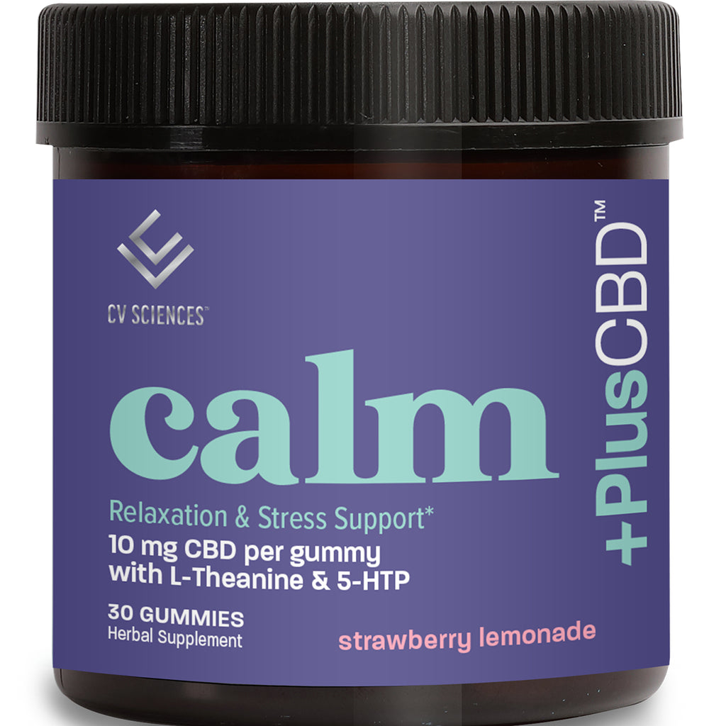 CV034 | Jar front label reading calm, strawberry lemonade, 10 mg CBD per gummy, 30 gummies - Thumbnail