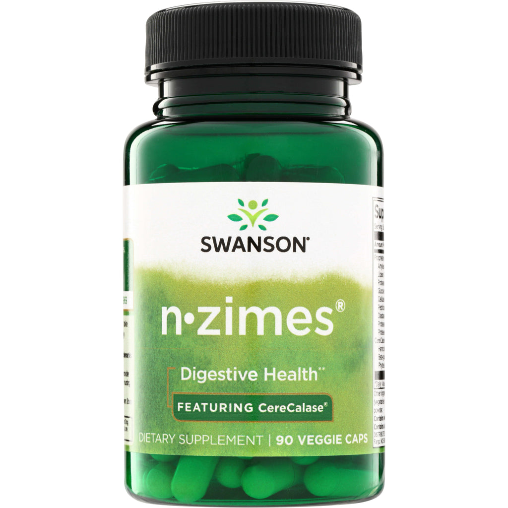 SWU502 | Swanson n-zimes Digestive Health featuring CereCalase, 90 veggie caps bottle - Thumbnail