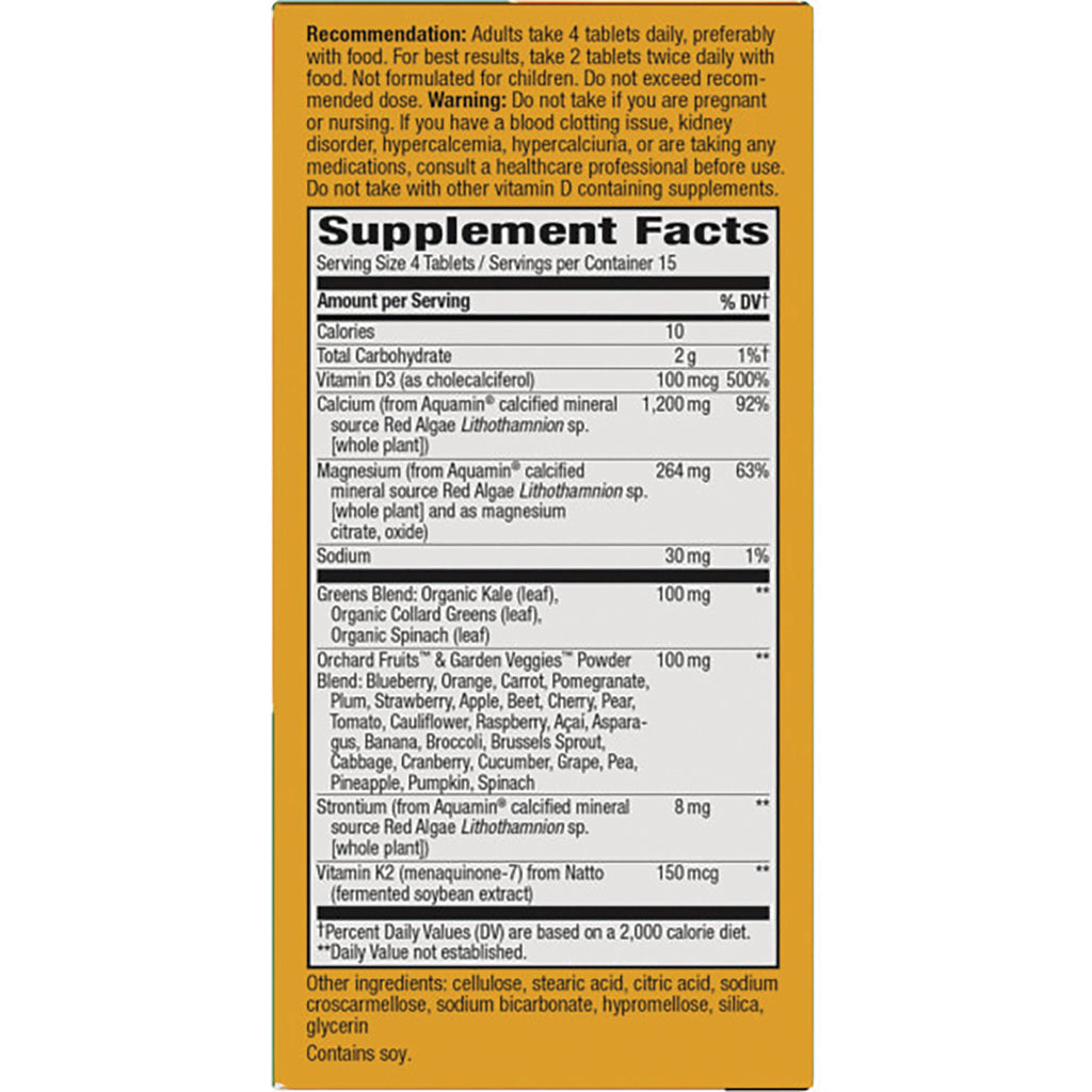 NW857 | supplement facts panel showing serving size, nutrient amounts, and ingredient list on orange background - Thumbnail