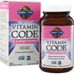 GLF035 | Garden of Life Vitamin Code 50 & Wiser Women whole food multivitamin, 120 vegetarian capsules