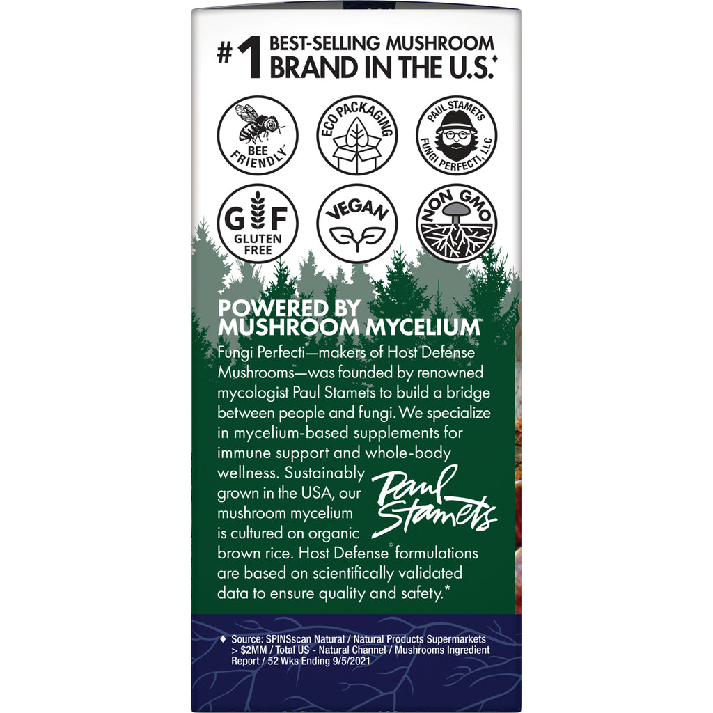 FUN002 | product infographic showing certification icons and Powered by mushroom mycelium text on green packaging panel - Thumbnail