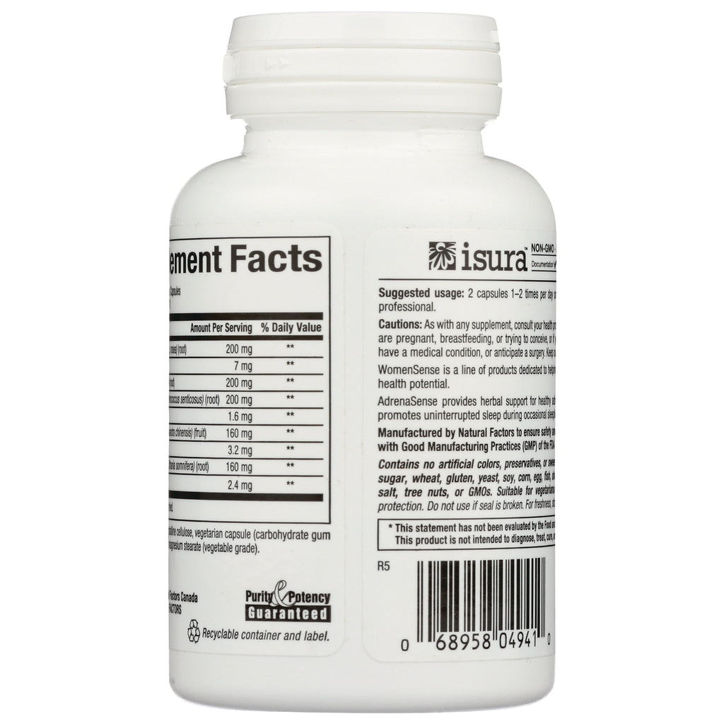 NFC148 | back of white supplement bottle showing Supplement Facts panel, directions text and barcode - Thumbnail