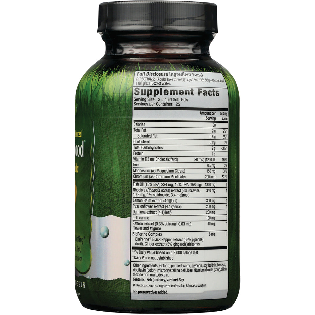 IR090 | back label showing Supplement Facts and full disclosure ingredient panel on green supplement bottle - Thumbnail