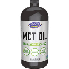 NWF331 | NOW Sports MCT Oil 32 fl oz bottle front label, weight management, pure unflavored, keto friendly
