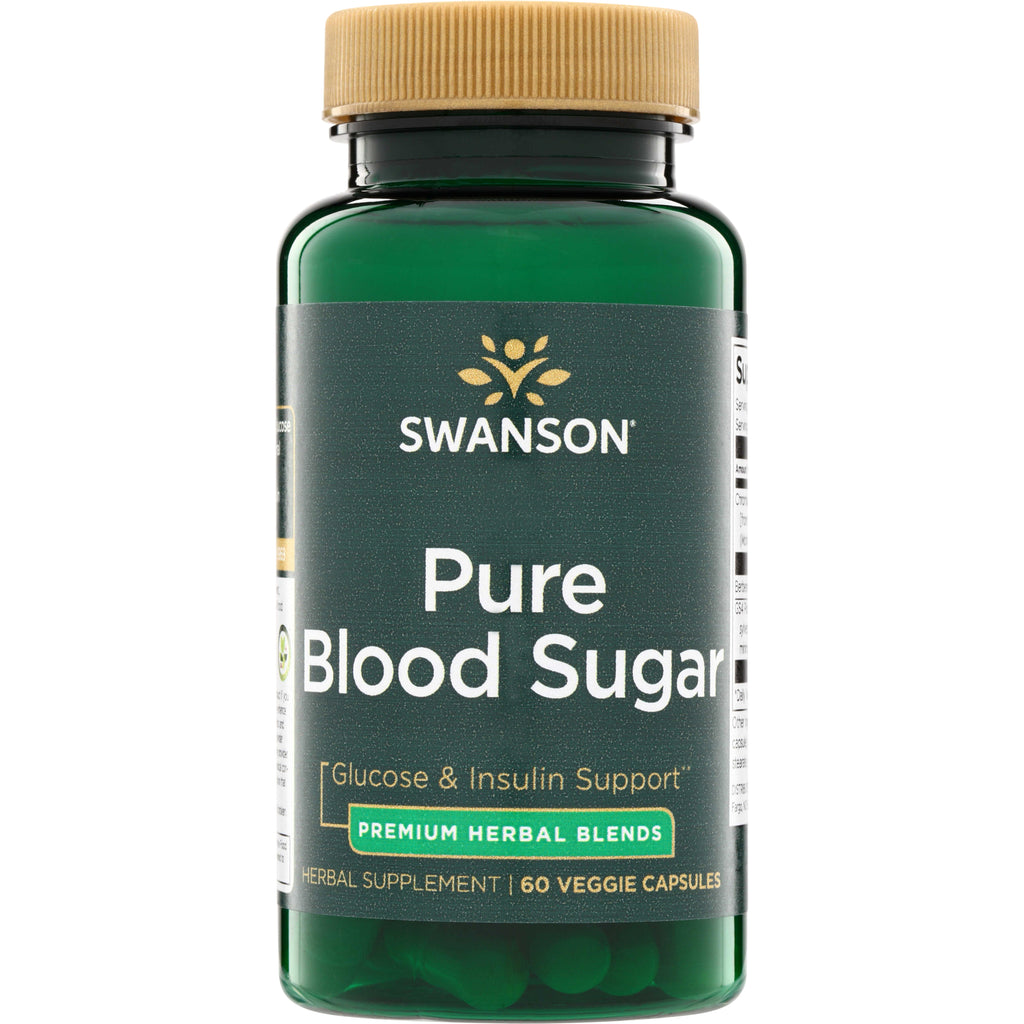SWU1064 | Swanson Pure Blood Sugar, Glucose & Insulin Support, 60 veggie capsules, front bottle - Thumbnail
