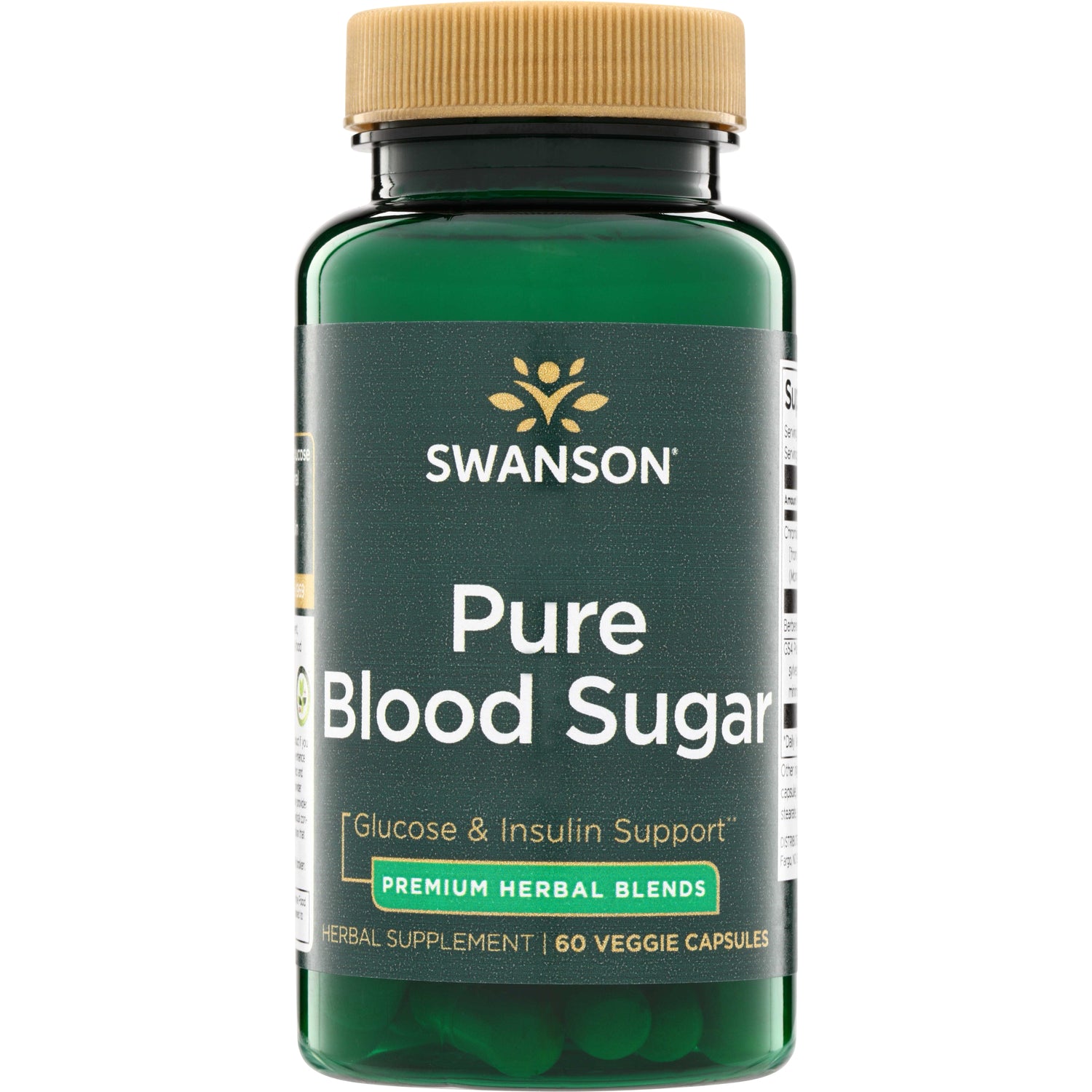 SWU1064 | Swanson Pure Blood Sugar, Glucose & Insulin Support, 60 veggie capsules, front bottle