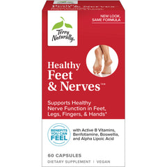 EUR028 | Terry Naturally Healthy Feet & Nerves front packaging with feet photo and 60 capsules callout