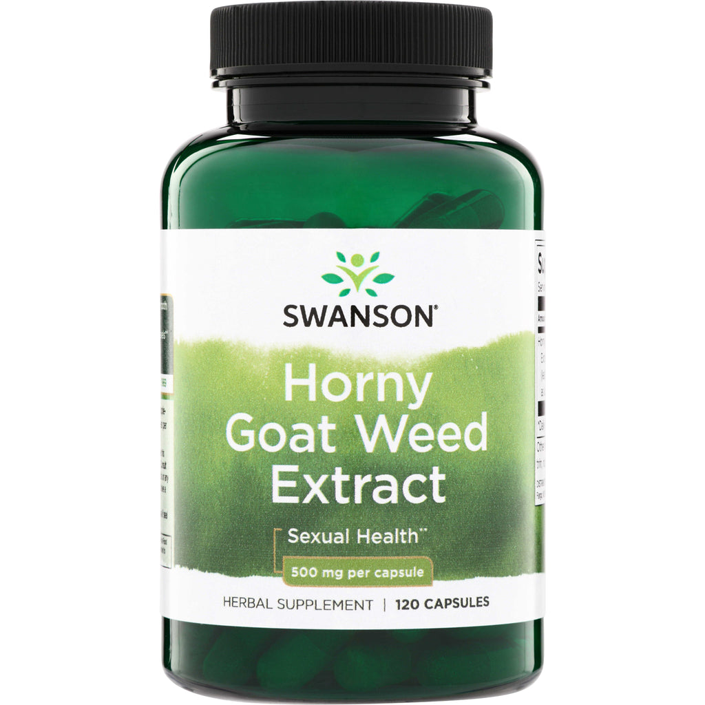 SWH180 | Swanson Horny Goat Weed Extract supplement, 500 mg per capsule, 120 capsules - Thumbnail