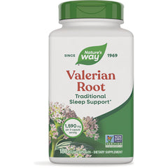 NW495 | Nature's Way Valerian Root bottle with green cap, 180 vegan capsules, Traditional Sleep Support label