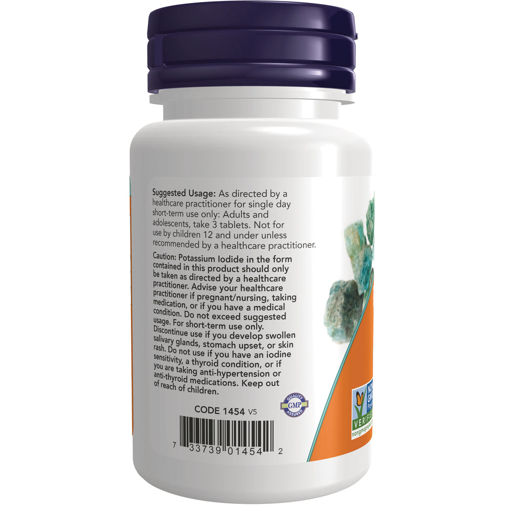 NWF970 | Back of white supplement bottle with purple cap showing usage and caution text, barcode, and GMP and Non-GMO seals - Thumbnail