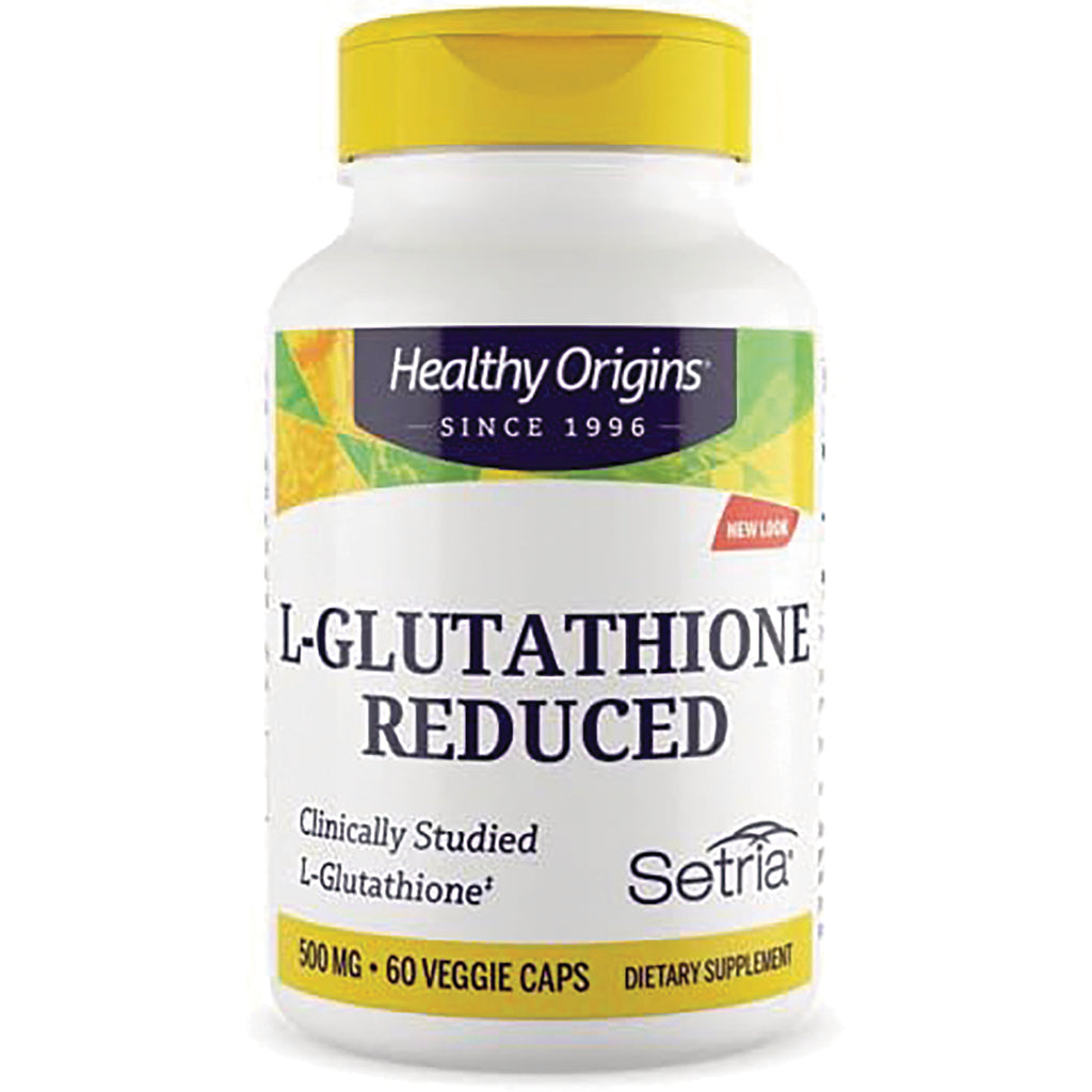 HRG002 | Healthy Origins L-Glutathione Reduced supplement bottle, 500 mg, 60 veggie caps, Setria label - Thumbnail
