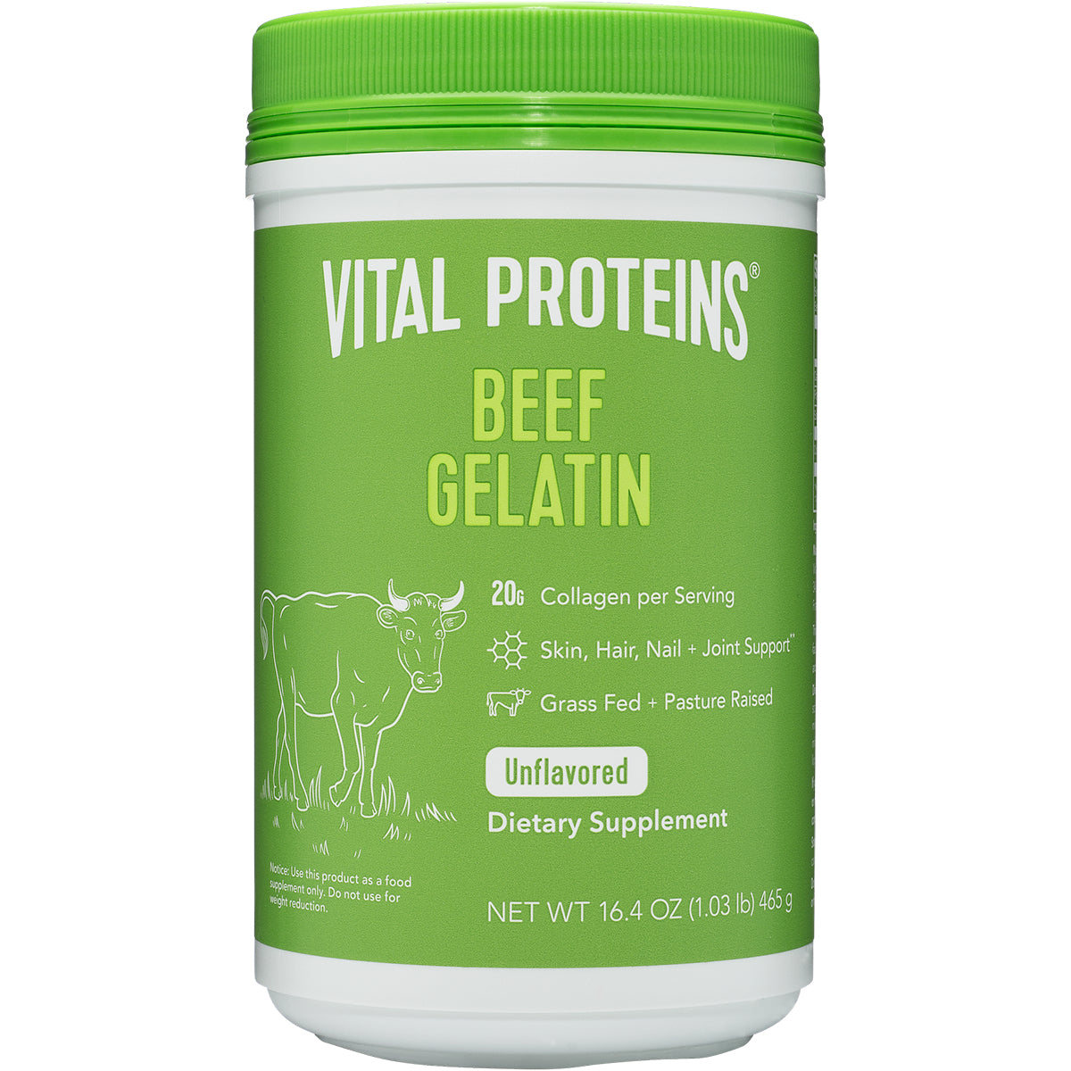 VPR010 | Vital Proteins Beef Gelatin, unflavored dietary supplement, 16.4 oz canister
