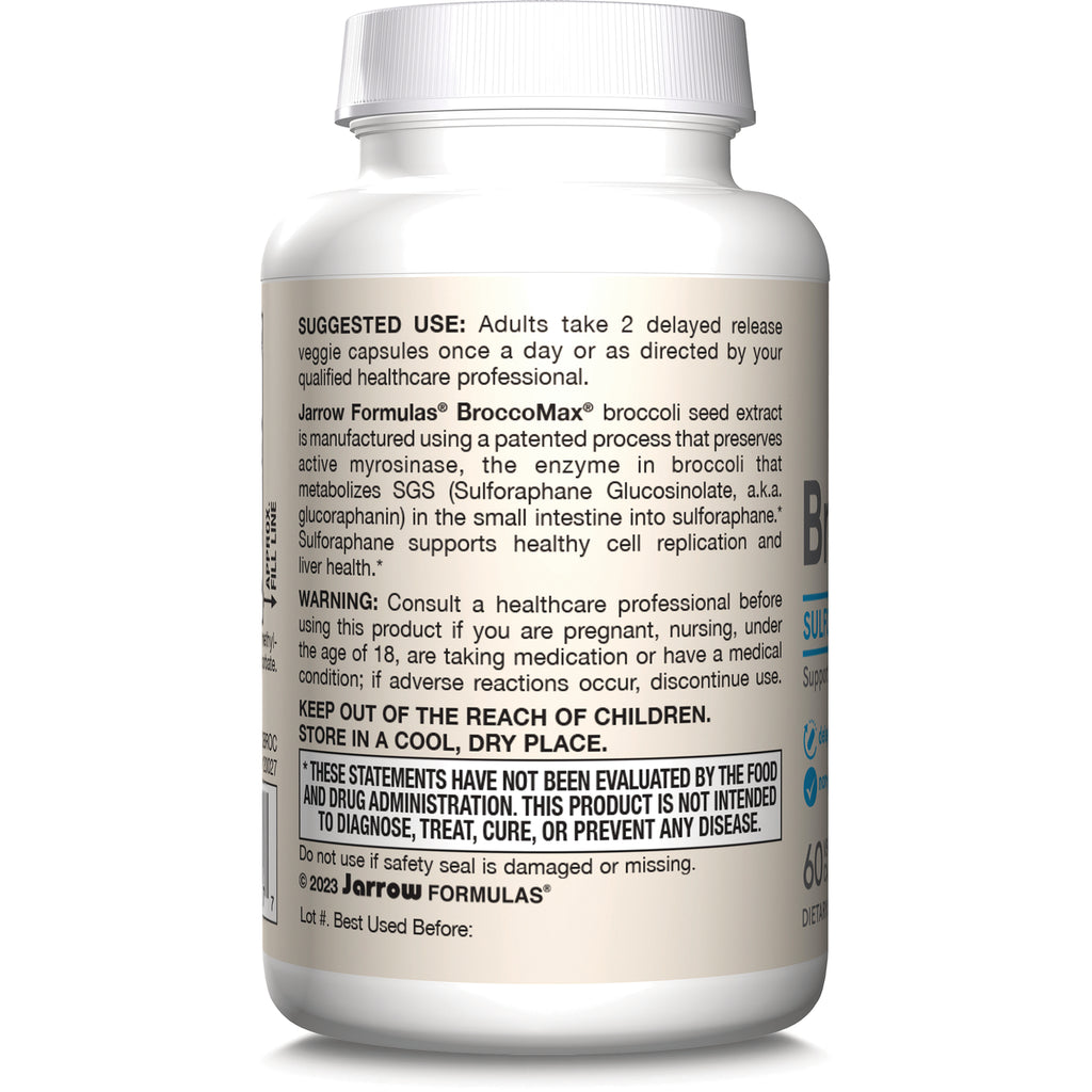 JR050 | Back label of white supplement bottle showing suggested use, warning, and FDA disclaimer - Thumbnail