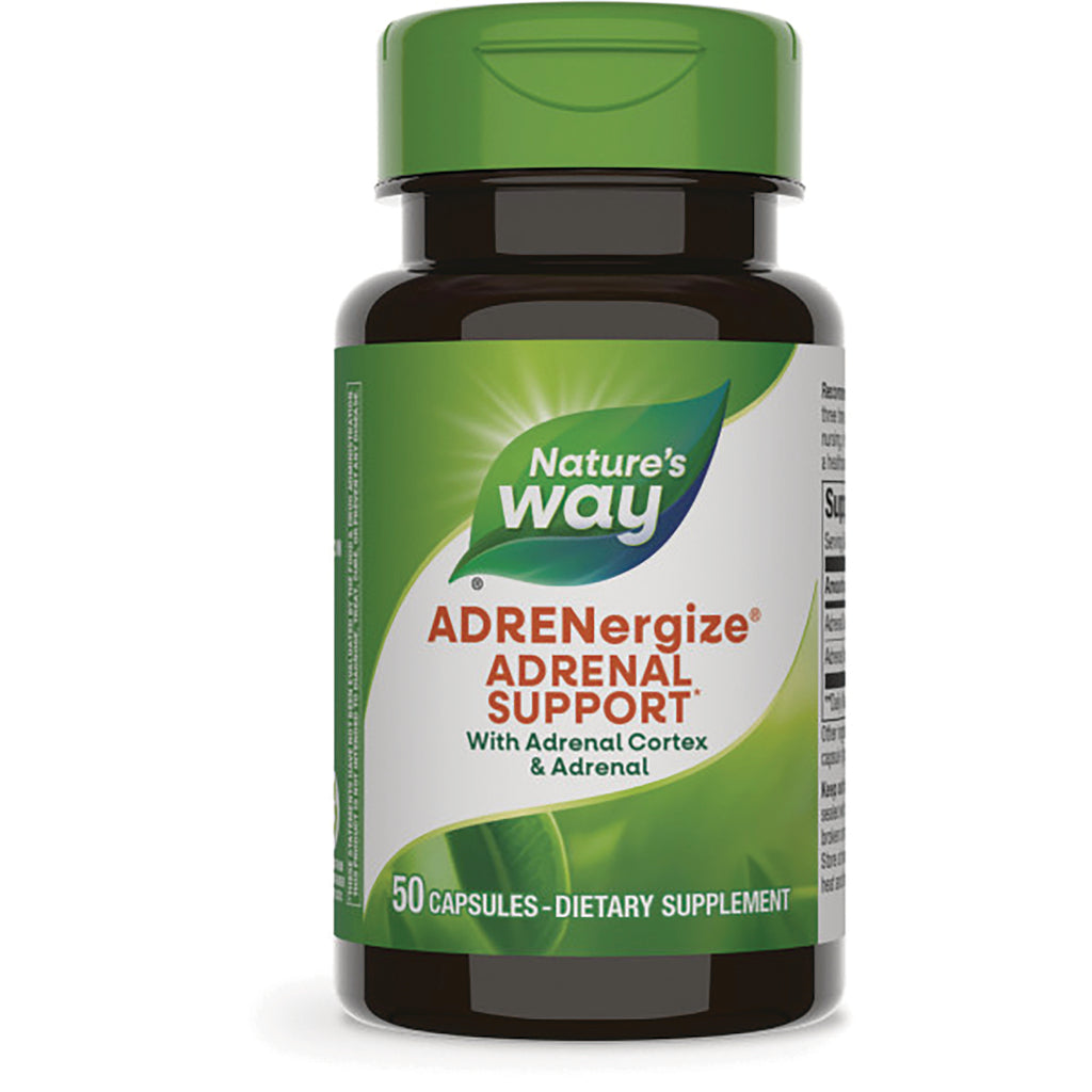 Nature's Way ADRENergize adrenal support bottle front label showing 50 capsules dietary supplement - Thumbnail