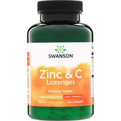 SW840 | Swanson Zinc & C Lozenges, orange & lemon flavor, 2-in-1 formula, 200 lozenges bottle