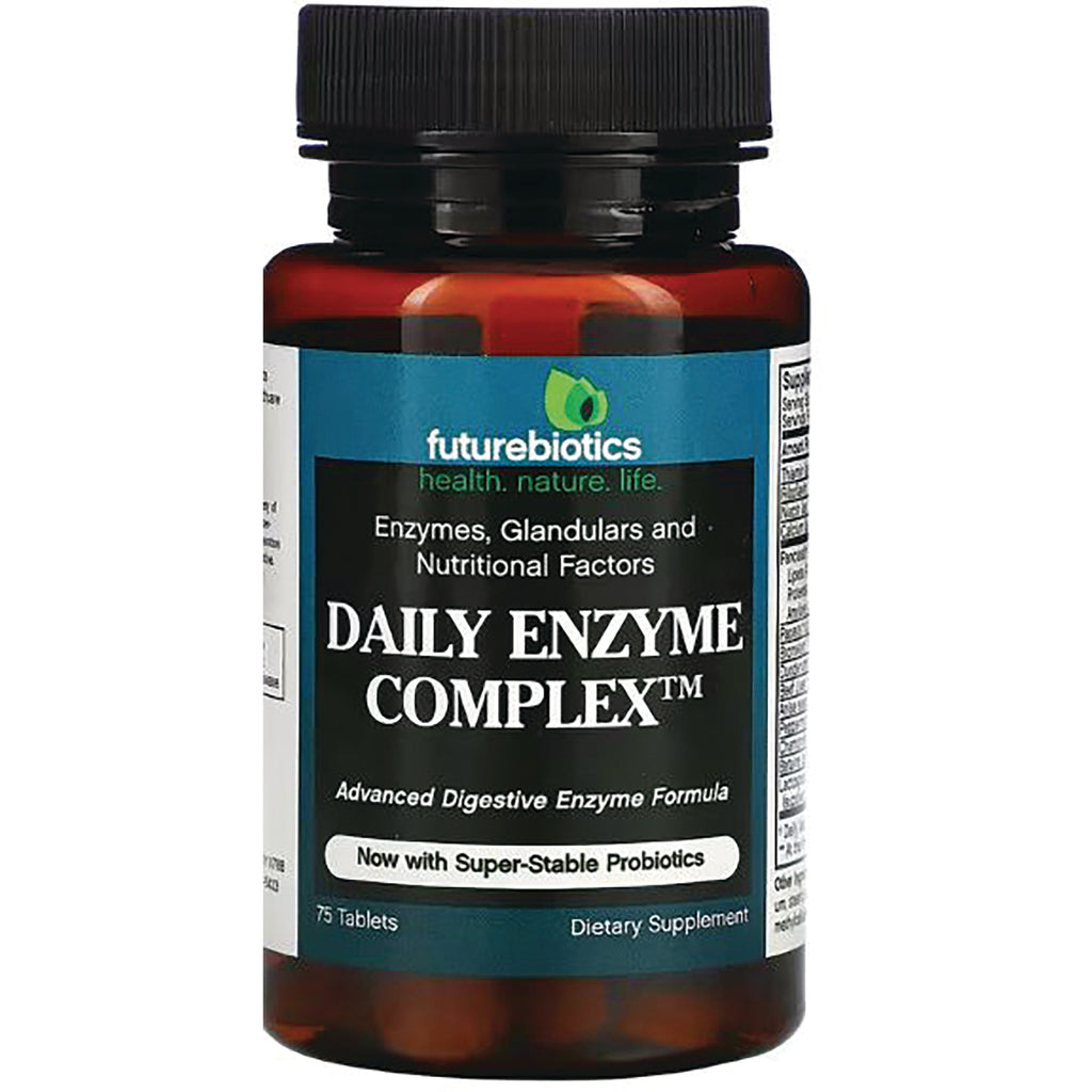 FB079 | Futurebiotics Daily Enzyme Complex dietary supplement bottle with label reading DAILY ENZYME COMPLEX - Thumbnail