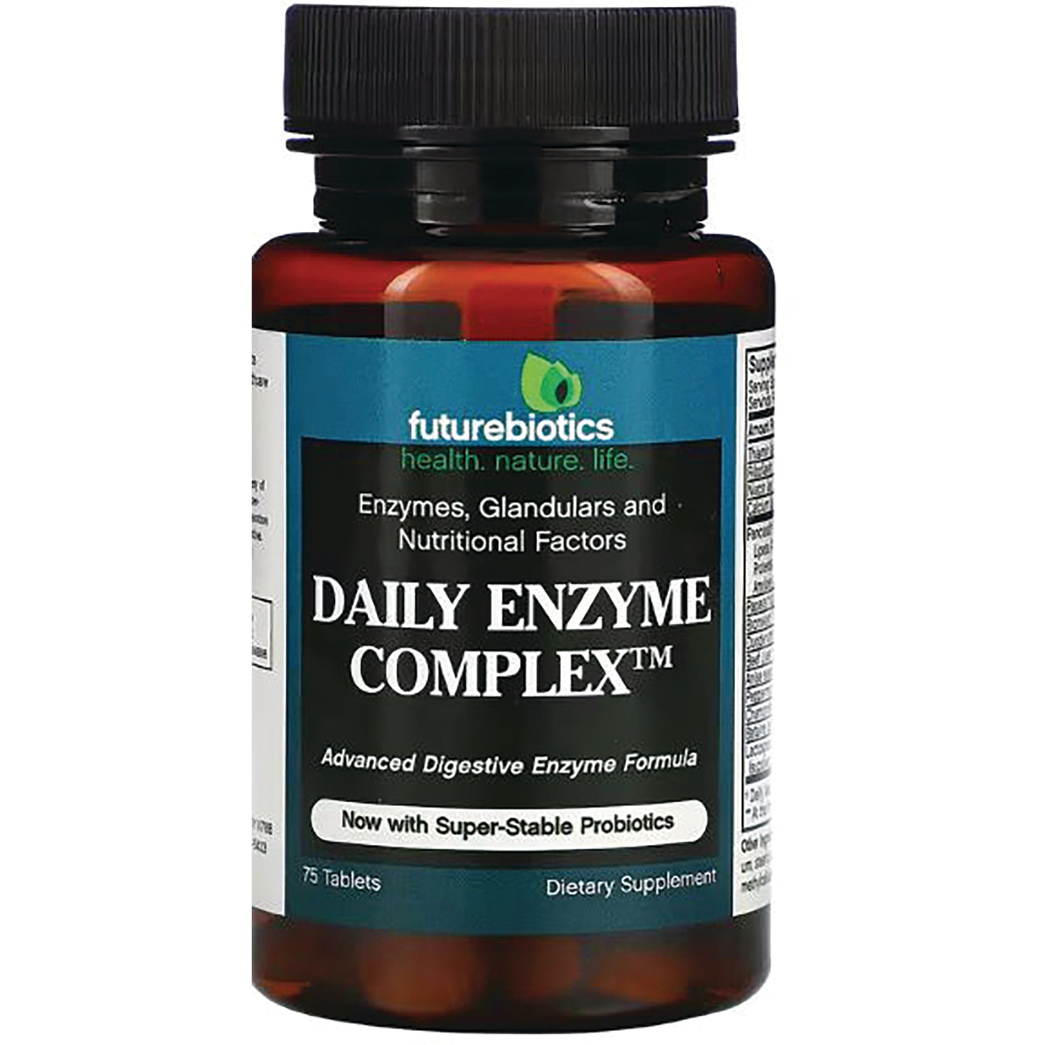 FB079 | Futurebiotics Daily Enzyme Complex dietary supplement bottle with label reading DAILY ENZYME COMPLEX