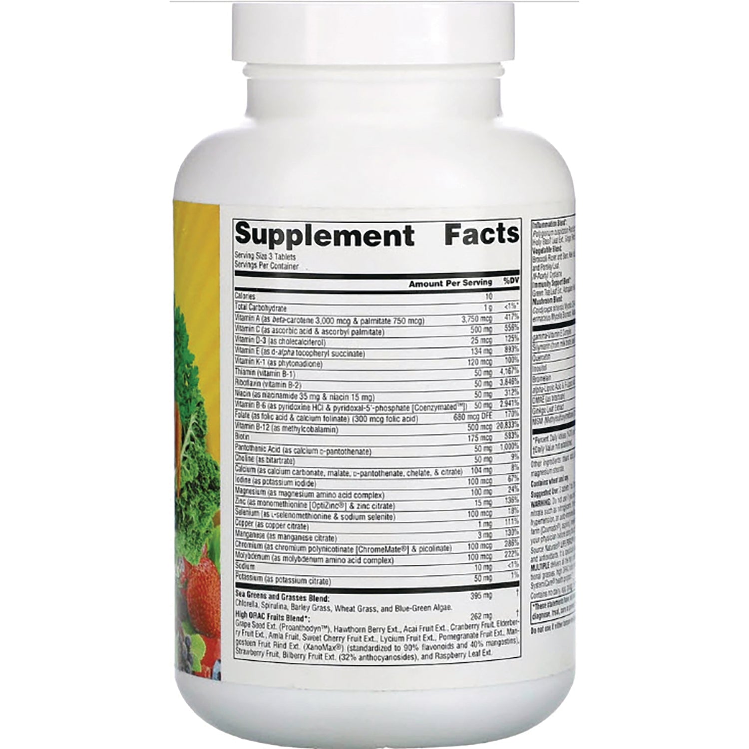 SN385 | Back label showing Supplement Facts panel on supplement bottle