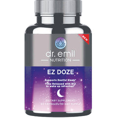 DRE005 | Dr. Emil Nutrition EZ DOZE supplement bottle front label, 60 capsules, restful sleep support