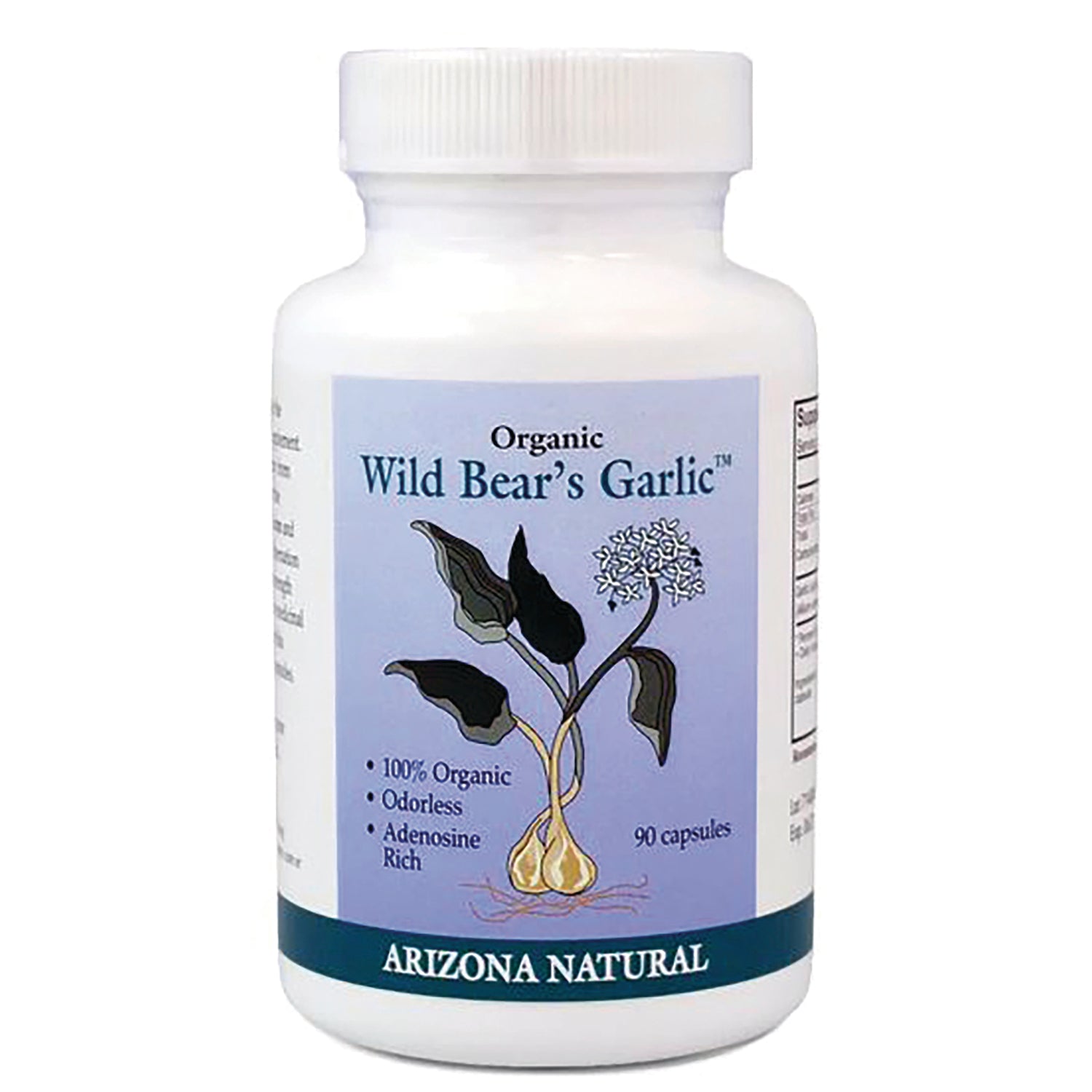AN032 | Arizona Natural Organic Wild Bear's Garlic, 90 capsules, 100% organic, odorless, adenosine rich