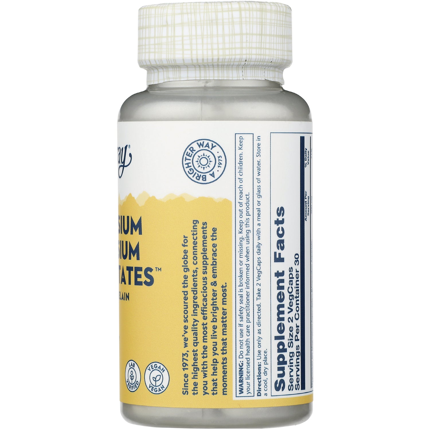 SLR374 | Supplement Facts panel and directions on bottle label (side/back view)