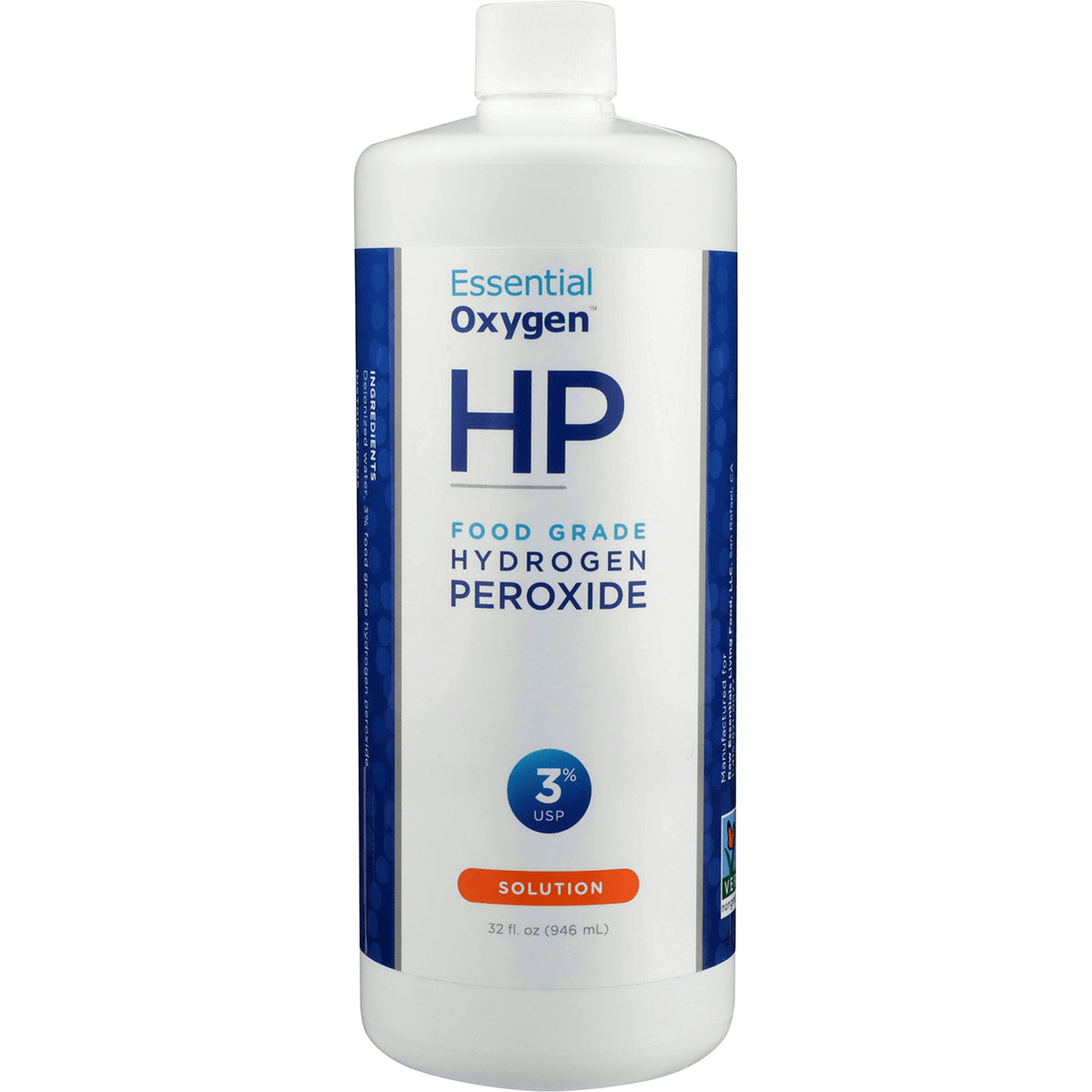EOX005 | Essential Oxygen HP food grade hydrogen peroxide 3% solution, 32 fl oz