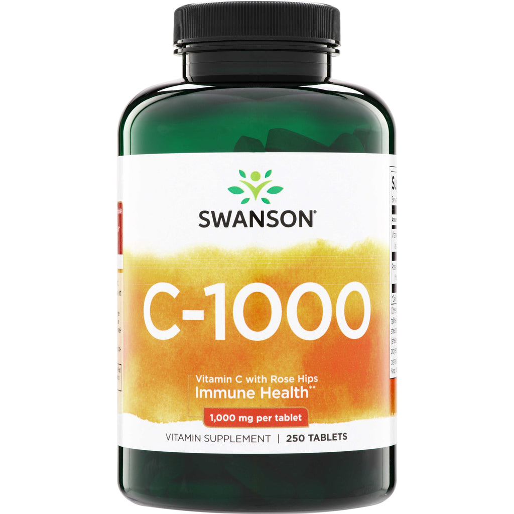 SW090 | Swanson C-1000 Vitamin C with Rose Hips, 1,000 mg per tablet, 250 tablets - Thumbnail