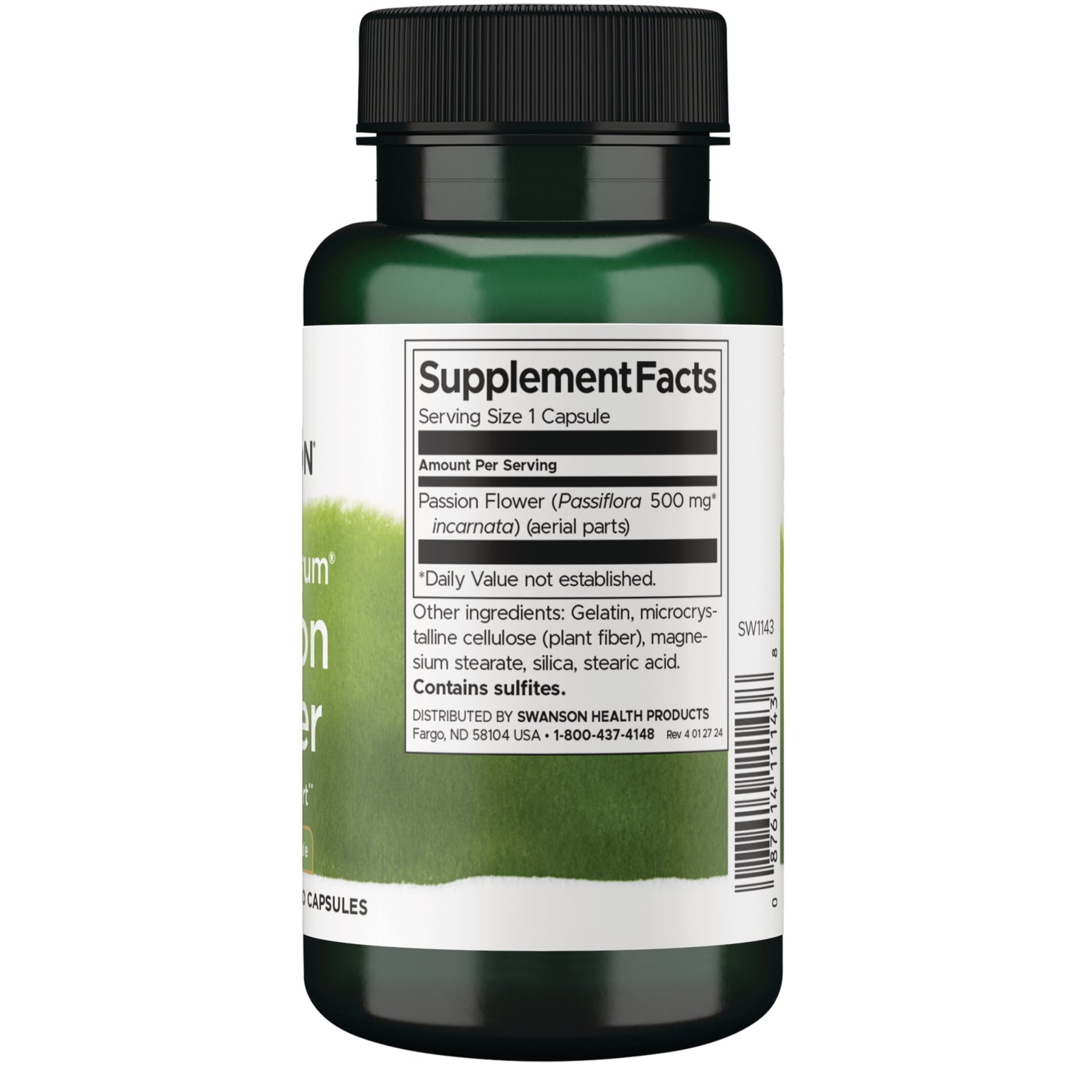 SW1143 | Back label with supplement facts and serving information