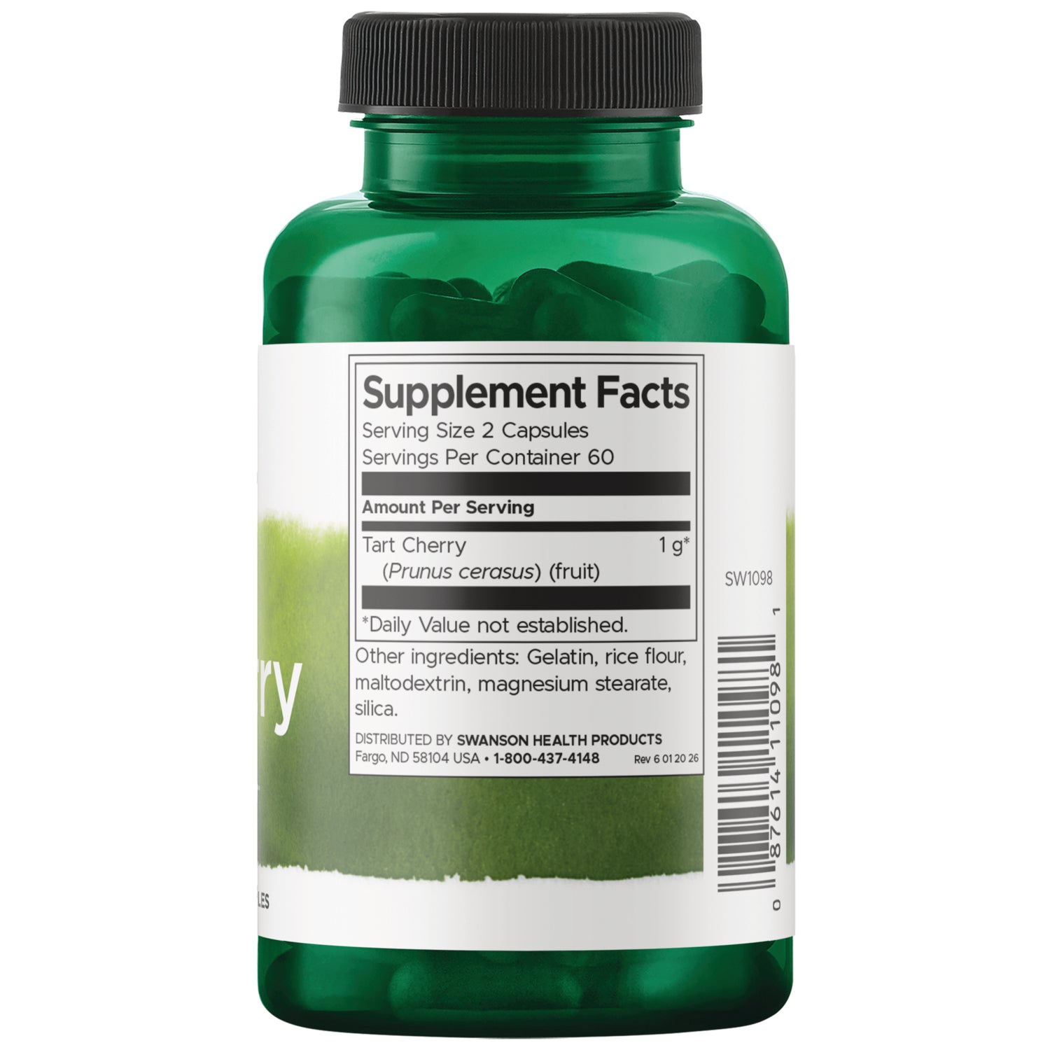 SW1098 | Back label with supplement facts and serving information