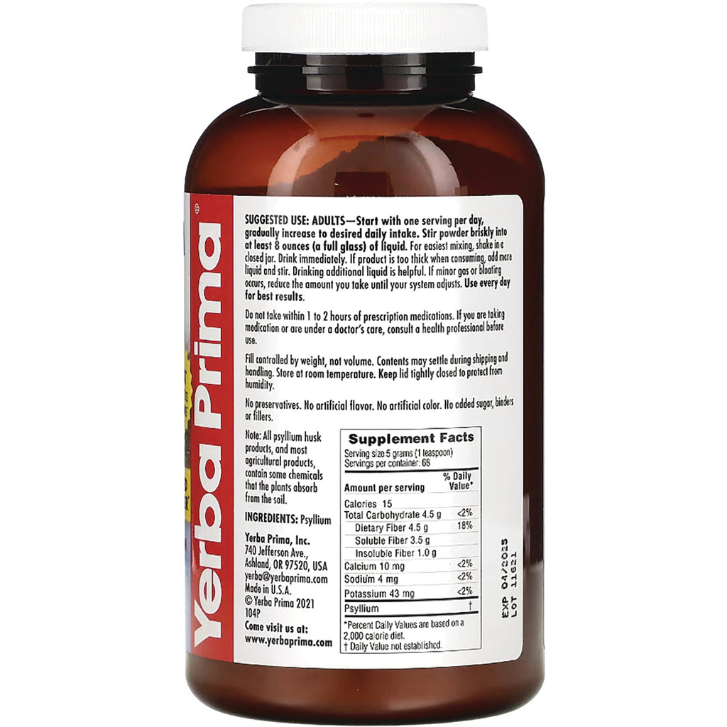 YP002 | Yerba Prima bottle back label with Supplement Facts, directions, and ingredients - Thumbnail