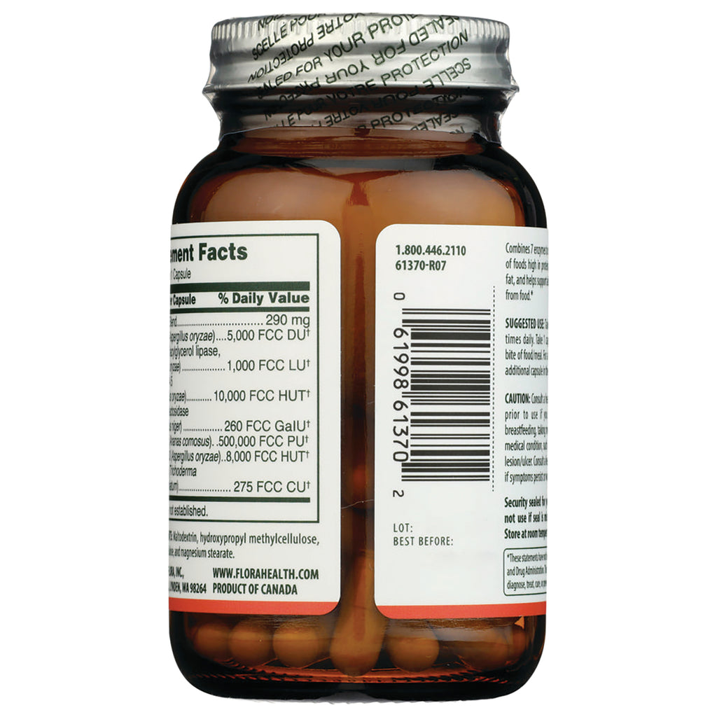 FL111 | amber supplement bottle back showing supplement facts panel and barcode - Thumbnail