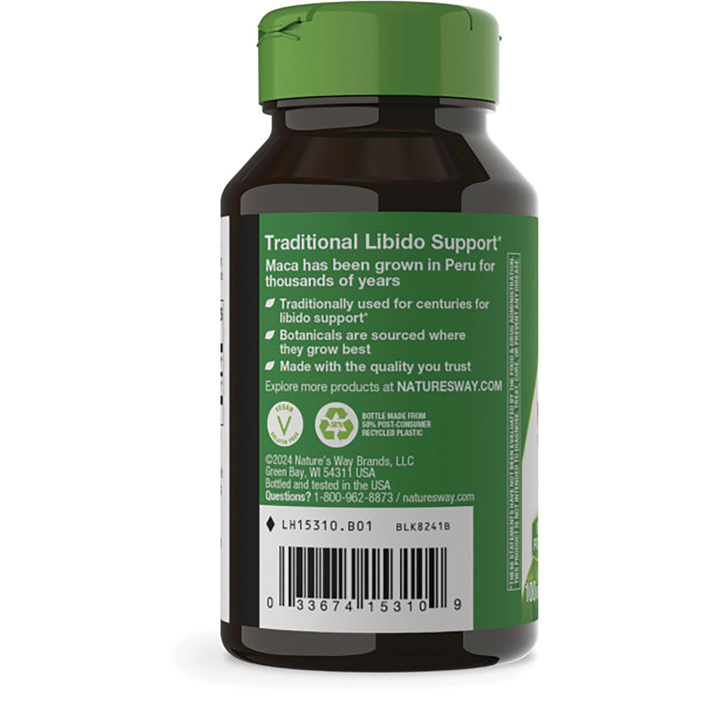 NW812 | Back of brown supplement bottle with green label reading Traditional Libido Support, product info and barcode visible - Thumbnail