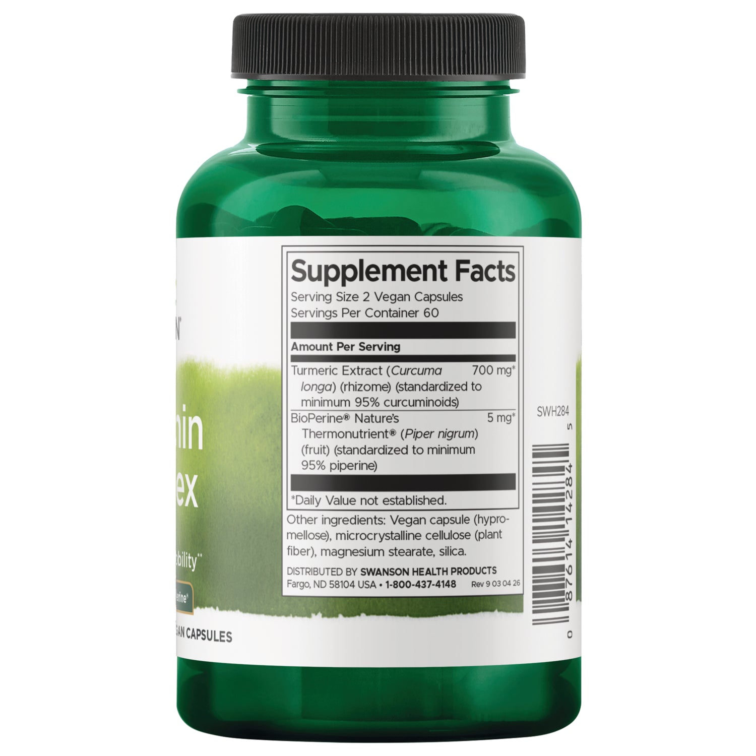 SWH284 | Back label with Supplement Facts