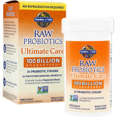 GLF364 | Garden of Life Raw Probiotics Ultimate Care, 100 Billion Guaranteed, 30 vegetarian capsules