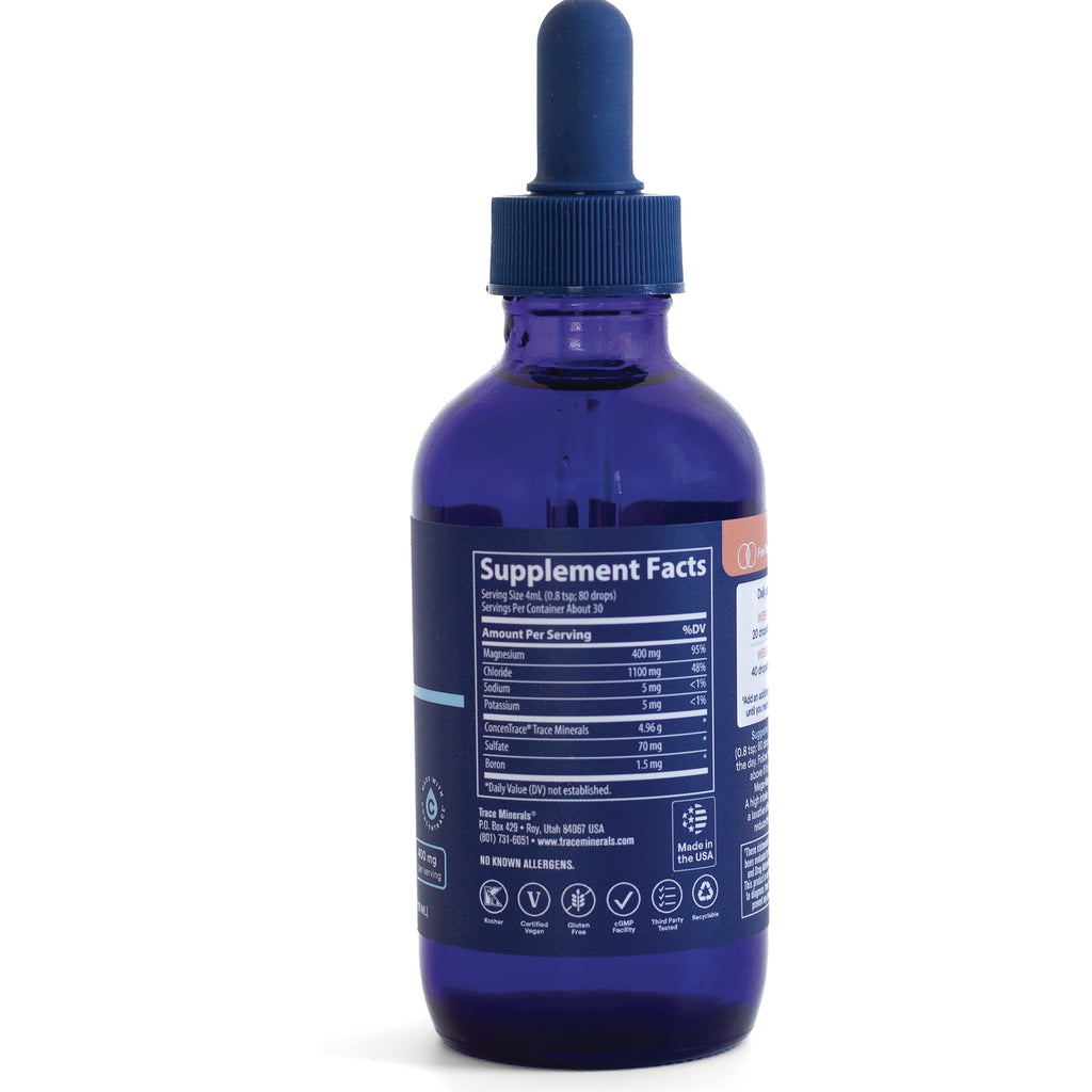TM037 | Back of blue dropper bottle showing Supplement Facts panel and icons - Thumbnail