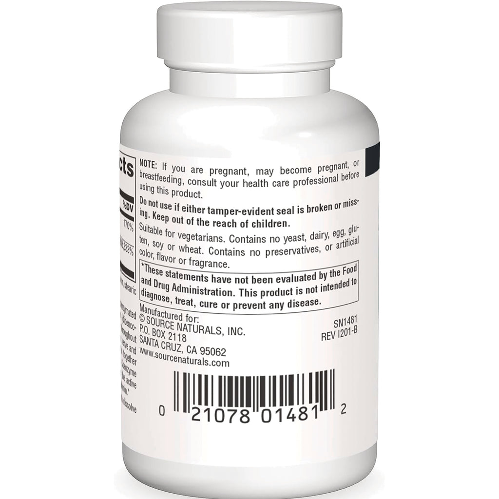 SN709 | Supplement bottle back label with warnings, manufacturer info, and barcode - Thumbnail