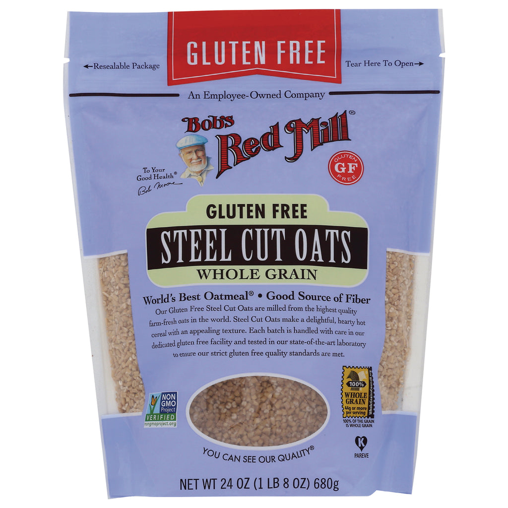 BOB309 | Bob's Red Mill gluten free steel cut oats whole grain bag with front window showing oats - Thumbnail