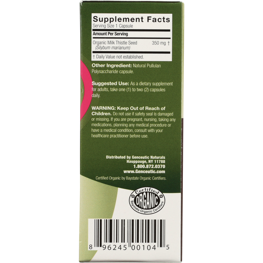 GNN004 | back panel showing Supplement Facts serving size 1 capsule, suggested use, warning and barcode - Thumbnail