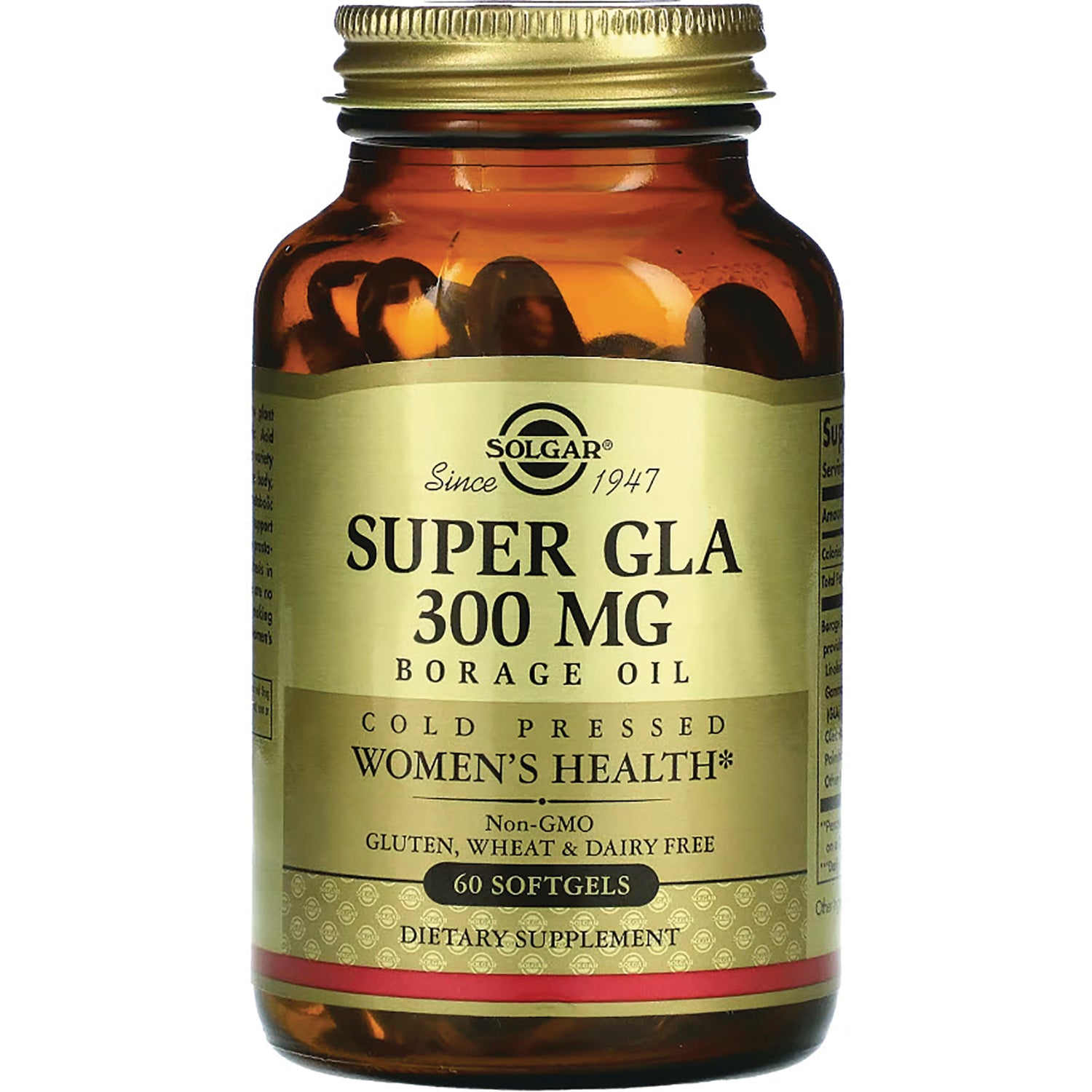 SLG337 | Solgar Super GLA 300 MG borage oil 60 softgels amber bottle front label