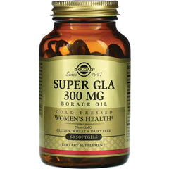 SLG337 | Solgar Super GLA 300 MG borage oil 60 softgels amber bottle front label