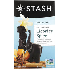STH011 | Stash Herbal Tea Licorice Spice box front, caffeine-free, 20 tea bags, Non-GMO Project Verified